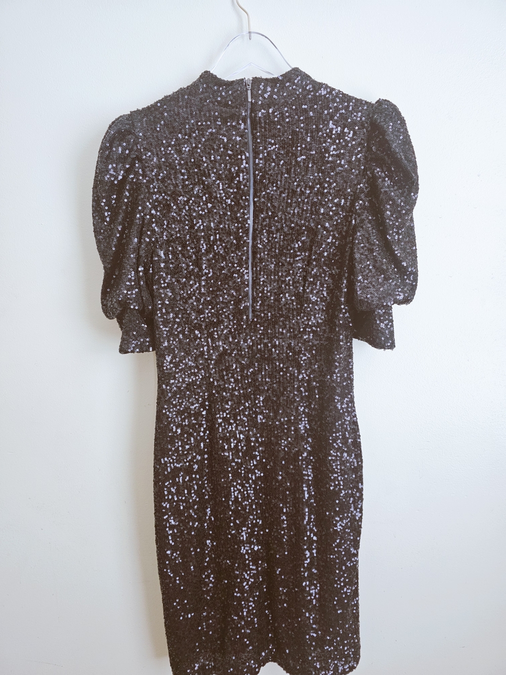 Joie Black Sequin Dress w/Puff Sleeves - SIZE S - Perfect Special Occasion Dress - Picture 5 of 6